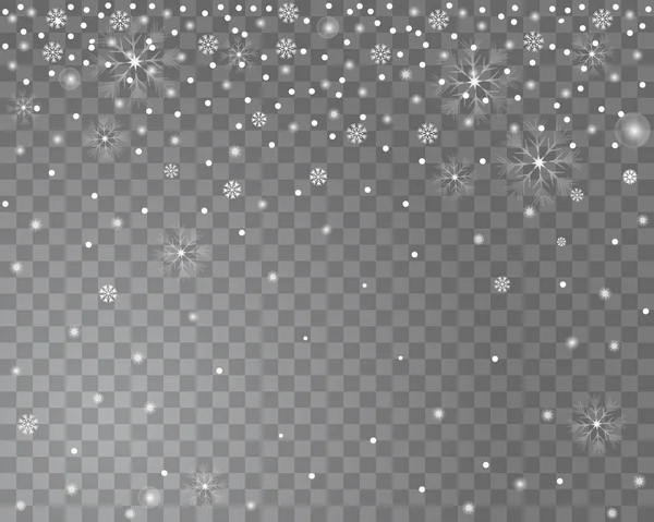 Падение снега на прозрачном фоне — стоковый вектор