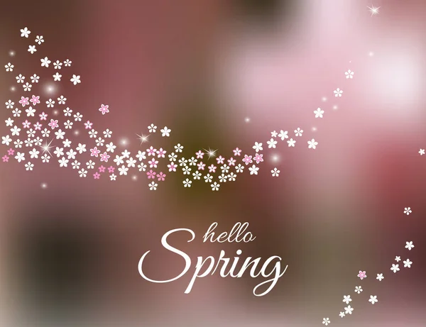 Весна Адская Искрометно Струящаяся Соцветий Размытом Розовом Фоне Весенняя Открытка — стоковый вектор
