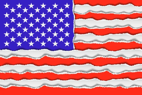 Torned 紙から抽象的なアメリカの国旗 愛国心が強い米国の背景イラスト — ストック写真
