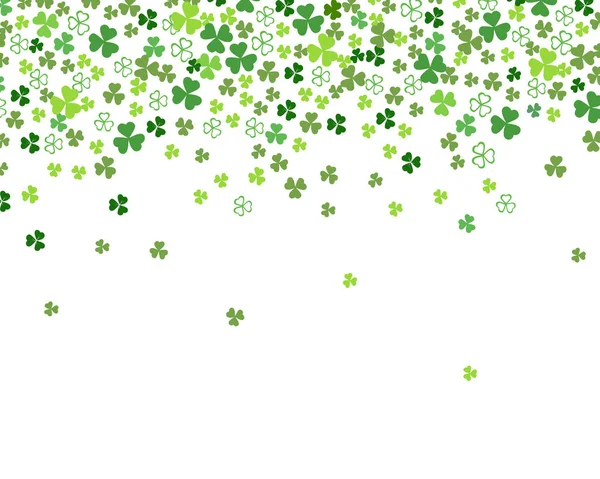 緑のクローバーのフラット シャムロックの葉が白い背景で隔離 グリーティング カード デザインやウェブサイトの抽象的な聖パトリックの日の背景 ベクトル図 — ストックベクタ