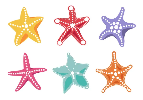 Starfish Ljusa Färg Ikon Set För Din Ocean Design Färgglada — Stock vektor