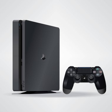 Modeli Ps 4 oyun konsolu simge vektör çizim ince