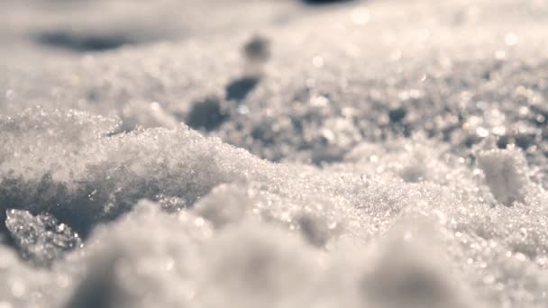 Снег закрывается на закате — стоковое видео