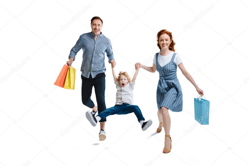 Young family shopping together
