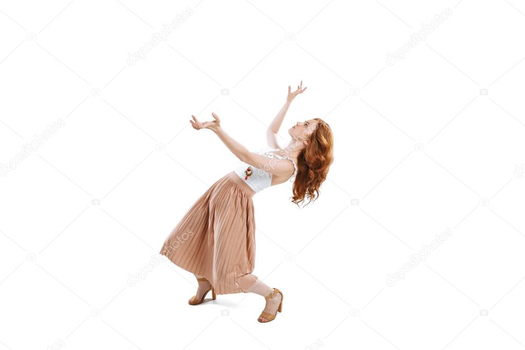 woman standing in funny position
