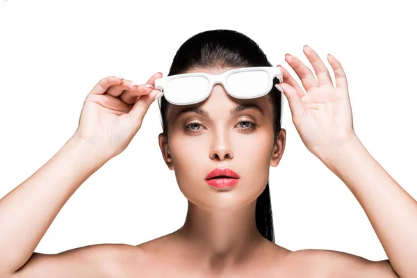 Kvinne i hvite malte briller – royaltyfritt gratis stockfoto