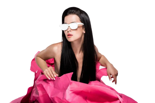 Жінка в білих пофарбованих окулярах — стокове фото