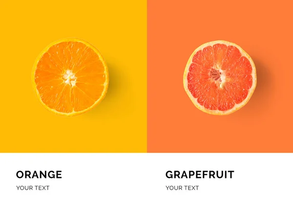 オレンジとグレープ フルーツの分割画面 — ストック写真
