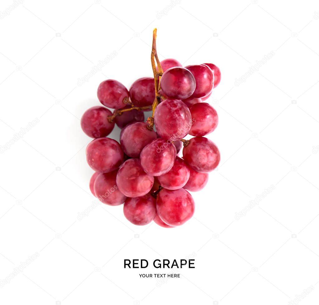 red grapes bunch isolated on white background