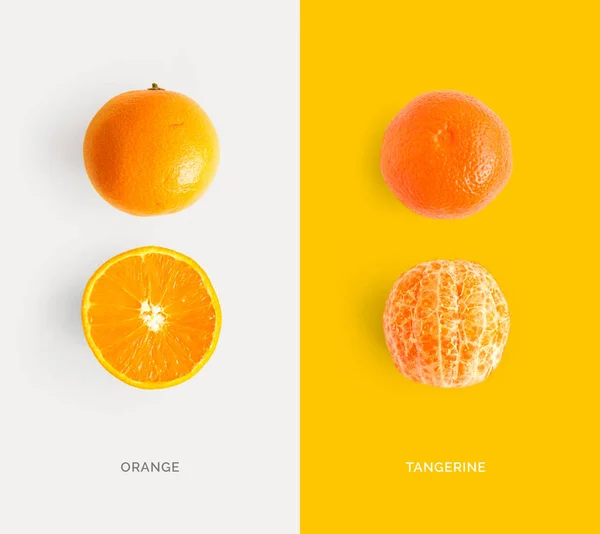 Креативная Планировка Танжерина Апельсина Плоский Лежал Концепция Питания — стоковое фото