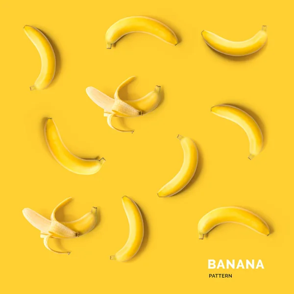 Бесшовный Рисунок Бананами Тропический Абстрактный Фон Банан Желтом Фоне — стоковое фото
