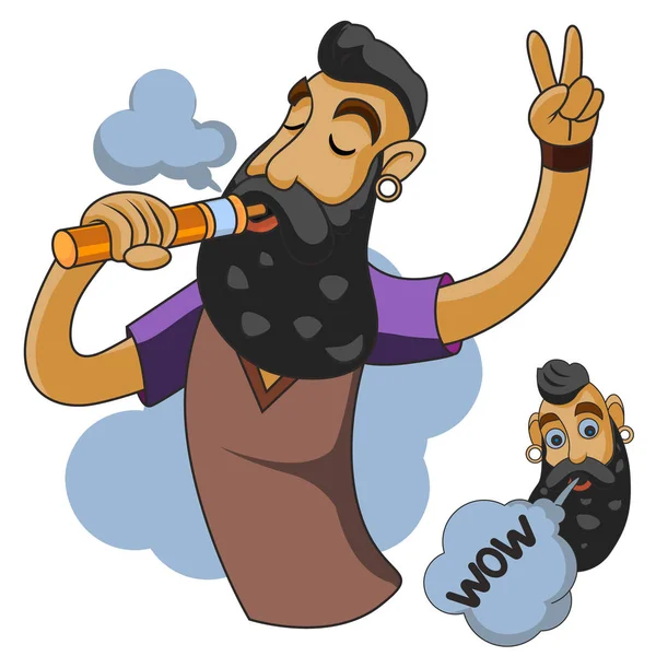 Homem do vapor. Homem com vape e nuvem . — Fotografia de Stock