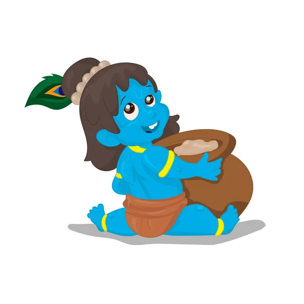 O pequeno Krishna. desenho animado ilustração em um fundo branco — Vetor de Stock