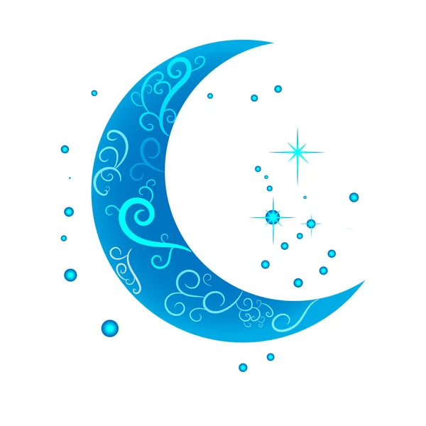 The decorative moon on a white background — Stock Vector