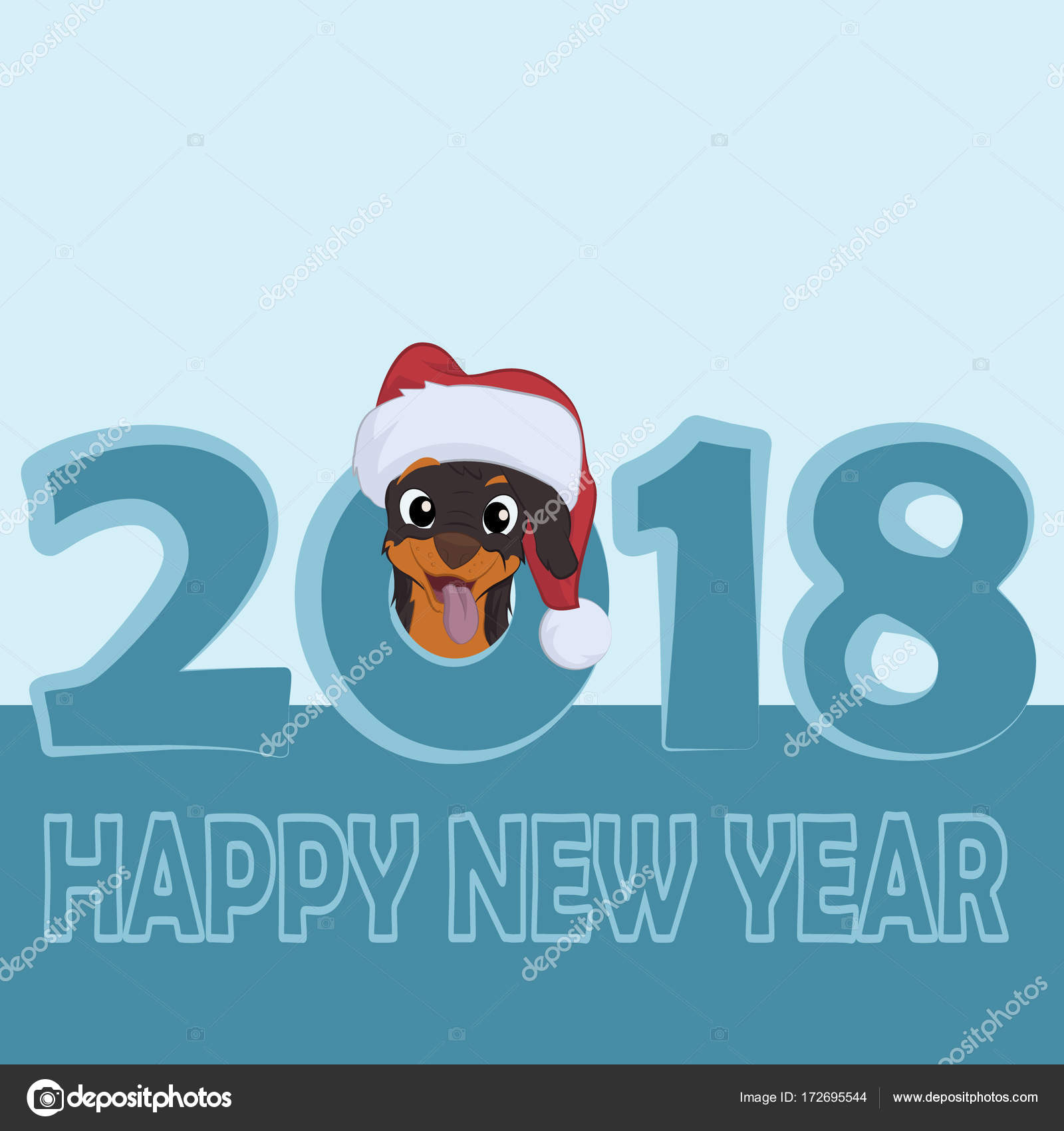 Felice piccolo cane nella seduta del cappello di Babbo Natale e sorriso — Vettoriale Stock