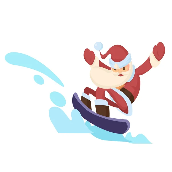 Santa claus équitation snowboard — Image vectorielle