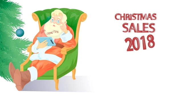 Santa claus avec comprimé — Image vectorielle