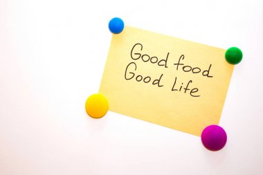 Buzdolabı Not sağlıklı gıda ile ilgili metin ile: iyi yemek iyi yaşam