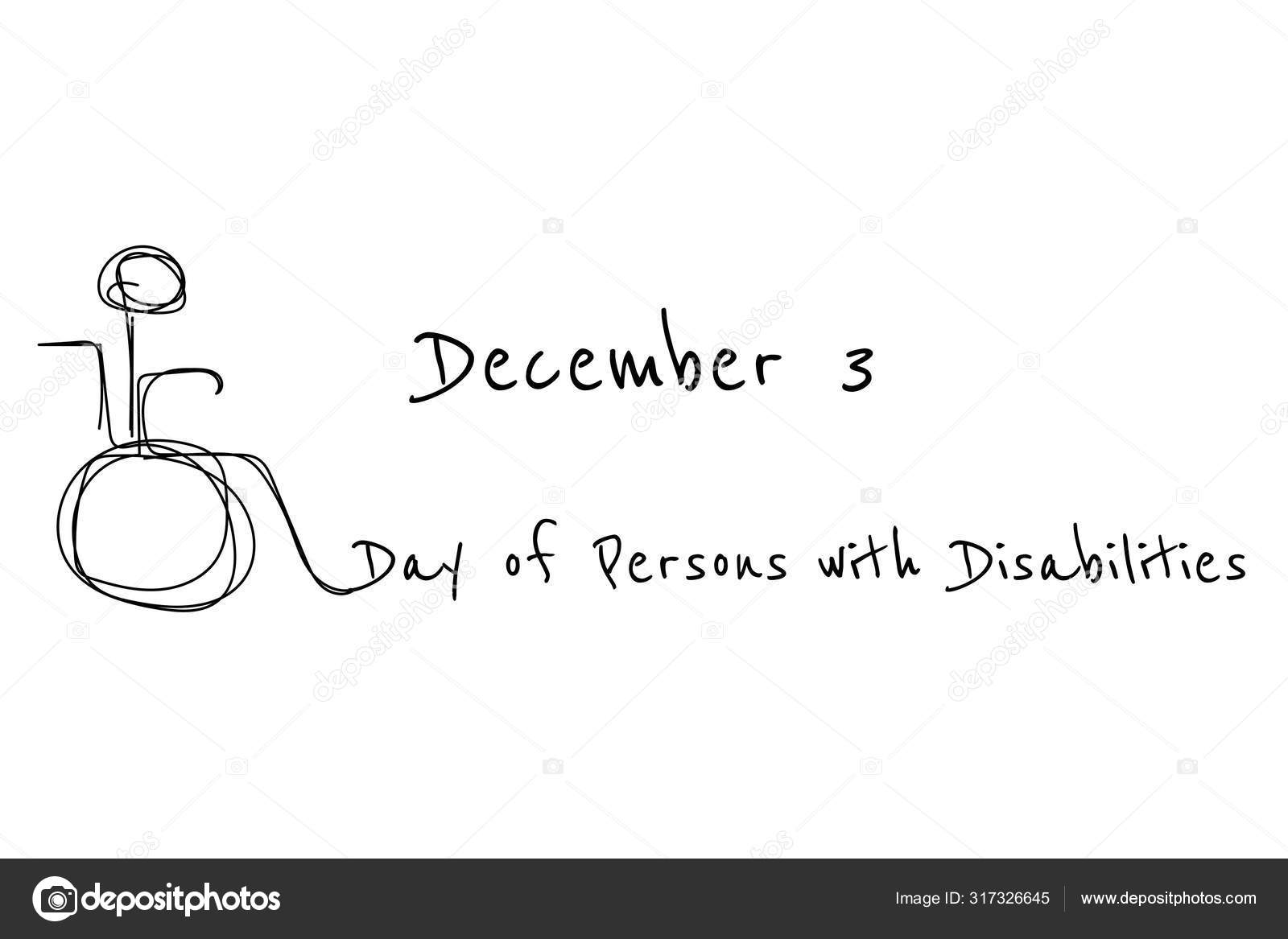 障害者の国際デー 12月3日 連続線画 バナー 背景 カード 手書き