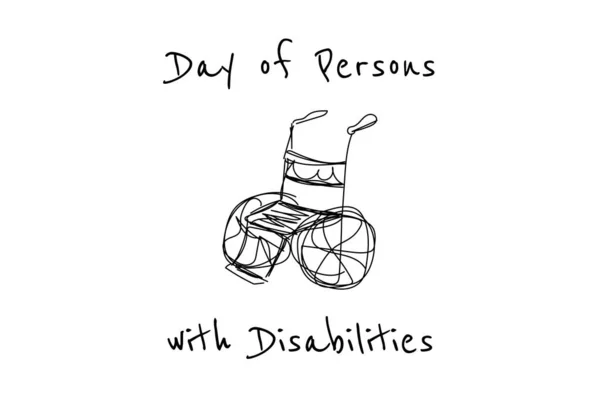 Διεθνής Ημέρα Ατόμων με Αναπηρία - 3 Δεκεμβρίου. Μονό συνεχές σχέδιο γραμμής. Εννοιολογικό πρότυπο για banner, background, card, poster με επιγραφή χειρογράφου. Διάνυσμα. . — Διανυσματικό Αρχείο