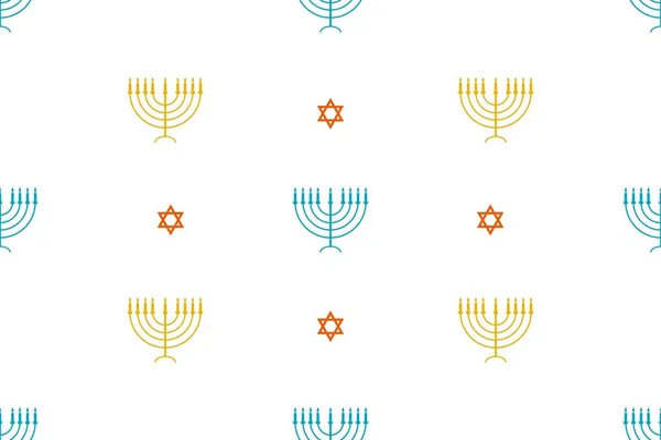 Seamless pattern with Star of David and Menorah - traditional candlestick. Template for background, banner, card, poster, web, textile. Vector EPS10 illustration — Stock Vector