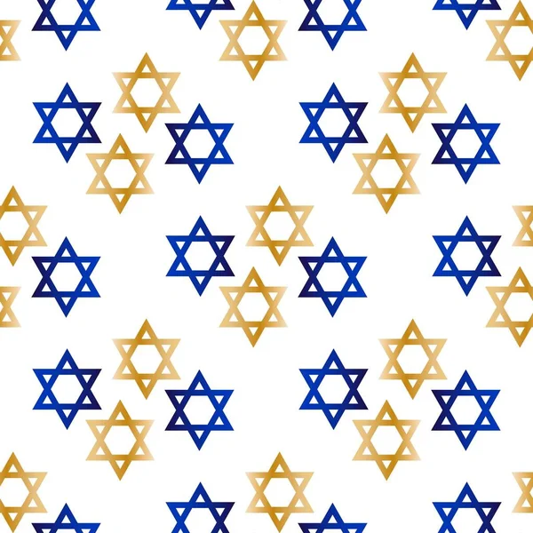 Seamless pattern with gold and blue Star of David. Template for background, banner, card, poster, web, textile. Vector EPS10 illustration. — Stock Vector