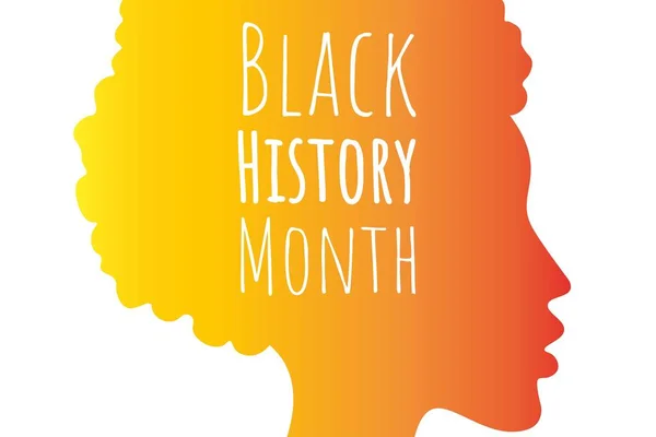 Black History Month concept με σιλουέτα αφρικανικής κοπέλας και όμορφα γράμματα. Πρότυπο για φόντο, banner, κάρτα, αφίσα με επιγραφή κειμένου. Εικονογράφηση διανύσματος Eps10. — Διανυσματικό Αρχείο