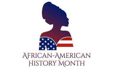 Afro-Amerikan ya da Siyahi Tarihi Ayı konsepti Afro-Amerikan kadın silueti. Vatansever şablon, afiş, kart, yazılı poster. Vektör Eps10 illüstrasyonu.