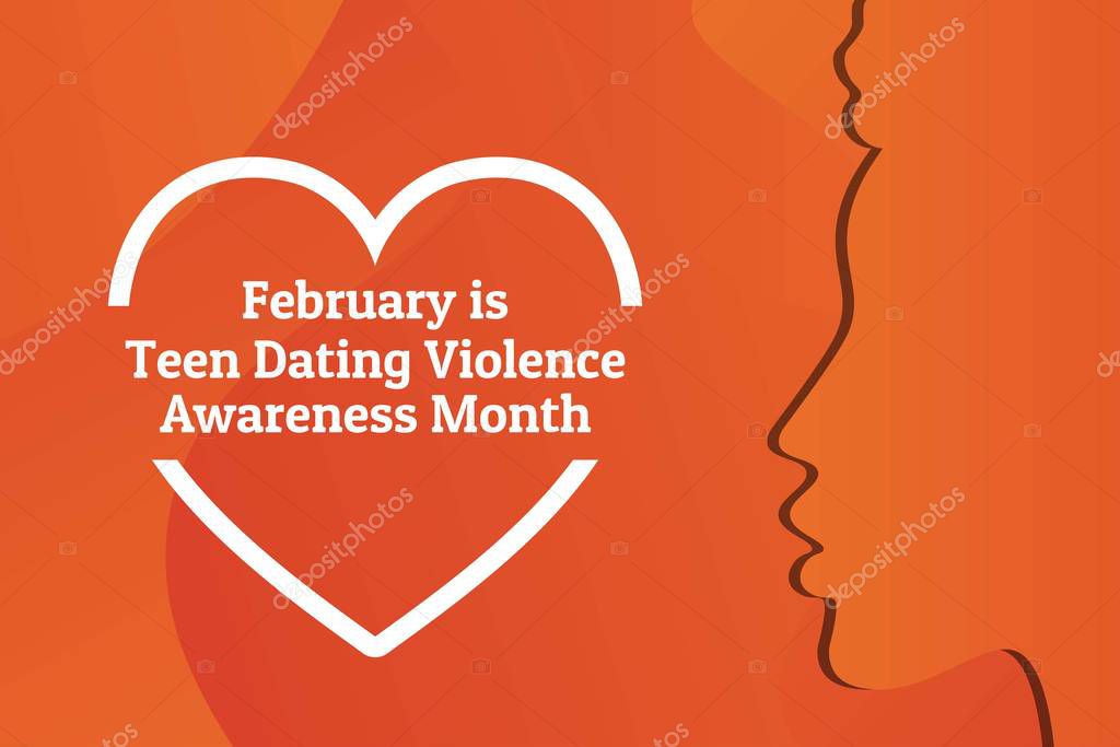 Concept of Teen Dating Violence Awareness Month, February. Silhouette of young african american girl. Template for background, banner, card, poster with text inscription. Vector illustration