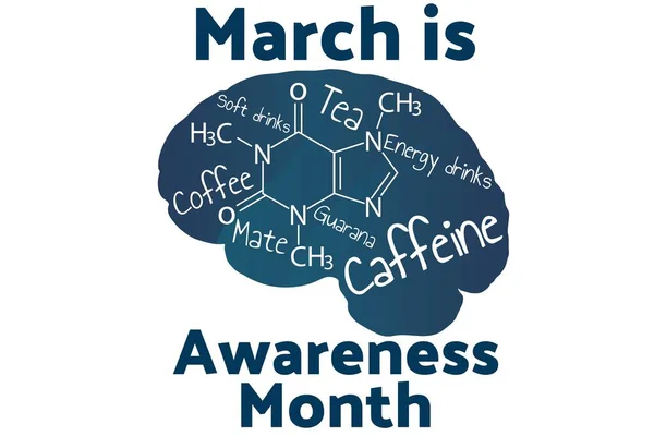 March is Caffeine Awareness Month concept. Template for background, banner, card, poster with text inscription. Vector EPS10 illustration. — 스톡 벡터