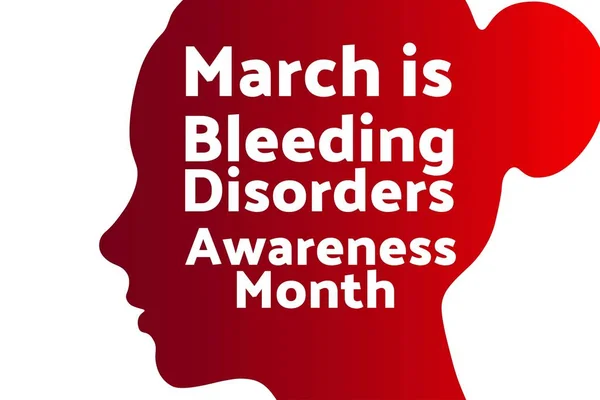 March is Bleeding Disorders Awareness Month concept (en inglés). Las niñas enfrentan la silueta. Plantilla para fondo, banner, tarjeta, póster con inscripción de texto. Ilustración del vector EPS10 . — Vector de stock