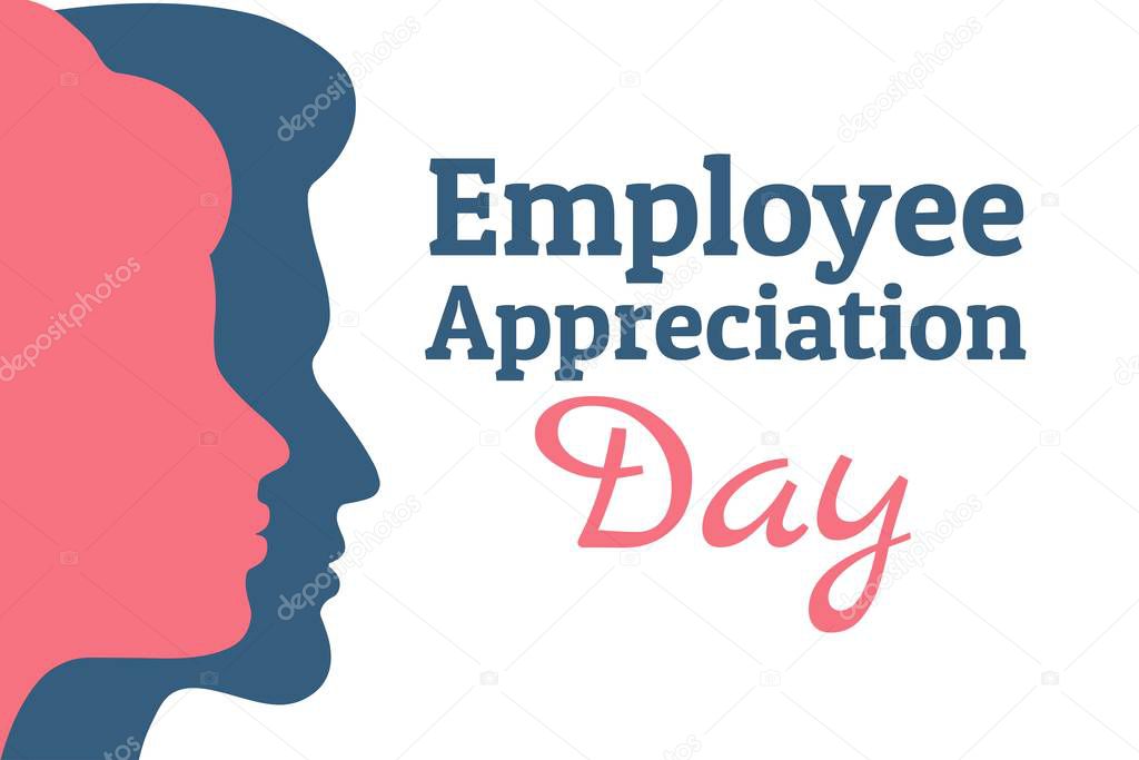 Employee Appreciation Day concept. First Friday in March. Holiday concept. Template for background, banner, card, poster with text inscription. Vector EPS10 illustration.