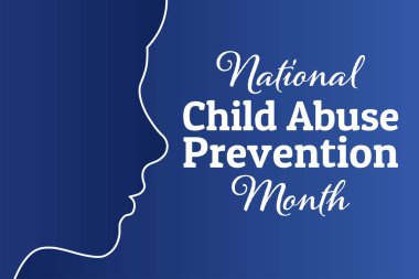 Ulusal Çocuk İstismarı Önleme Ayı. Nisan. Arkaplan, afiş, kart, yazılı poster şablonu. Vektör Eps10 illüstrasyonu.