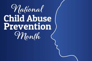 Ulusal Çocuk İstismarı Önleme Ayı. Nisan. Arkaplan, afiş, kart, yazılı poster şablonu. Vektör Eps10 illüstrasyonu.