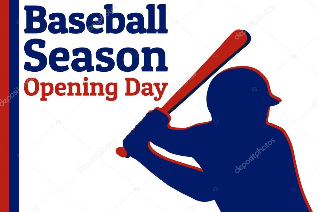 Baseball season opening day holiday concept. Template for background, banner, card, poster with text inscription. Vector EPS10 illustration