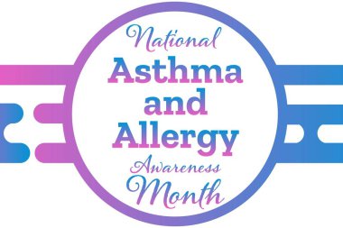 May, Astım ve Alerji Farkındalığı Ayı. Tatil konsepti. Arkaplan, afiş, kart, yazılı poster şablonu. Vektör EPS10 illüstrasyonu.