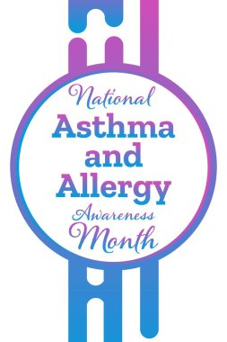 May, Astım ve Alerji Farkındalığı Ayı. Tatil konsepti. Arkaplan, afiş, kart, yazılı poster şablonu. Vektör EPS10 illüstrasyonu.