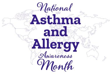 May, Astım ve Alerji Farkındalığı Ayı. Tatil konsepti. Arkaplan, afiş, kart, yazılı poster şablonu. Vektör EPS10 illüstrasyonu.