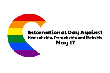 Uluslararası Homofobi, Transfobi ve Bifobi Karşıtı Gün. 17 Mayıs. - İyi fikir. Tatil konsepti. Arkaplan, afiş, kart, yazılı poster şablonu. Vektör EPS10 illüstrasyonu
