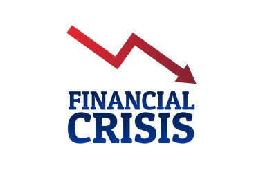 Finansal kriz konsepti. Arkaplan şablonu, afiş, yazılı poster. Vektör EPS10 illüstrasyonu.