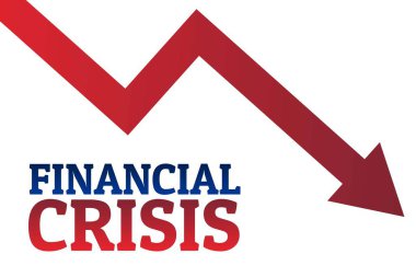 Finansal kriz konsepti. Arkaplan şablonu, afiş, yazılı poster. Vektör EPS10 illüstrasyonu.