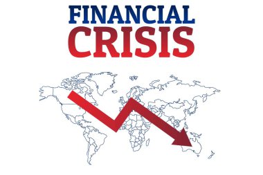 Finansal kriz konsepti. Arkaplan şablonu, afiş, yazılı poster. Vektör EPS10 illüstrasyonu.