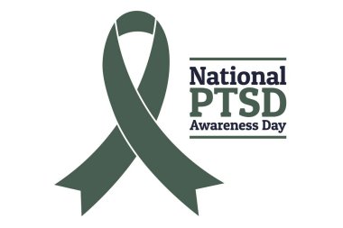 Ulusal Travma Sonrası Stres Günü konsepti. 27 Haziran. Arkaplan, afiş, kart, yazılı poster şablonu. Vektör EPS10 illüstrasyonu. .