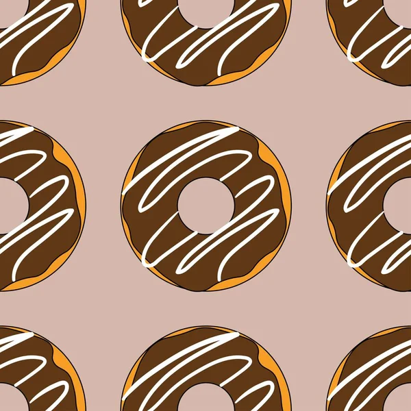 Бесшовный Рисунок Пончиками Шаблон Фона Баннера Открытки Плаката Векторная Иллюстрация — стоковый вектор
