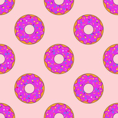 Çöreklerle kusursuz desen. Arkaplan, afiş, kart, poster için şablon. Vektör EPS10 illüstrasyonu