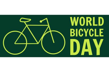 Dünya Bisiklet Günü. 3 Haziran. Tatil konsepti. Arkaplan, afiş, kart, yazılı poster şablonu. Vektör EPS10 illüstrasyonu.