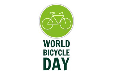 Dünya Bisiklet Günü. 3 Haziran. Tatil konsepti. Arkaplan, afiş, kart, yazılı poster şablonu. Vektör EPS10 illüstrasyonu.