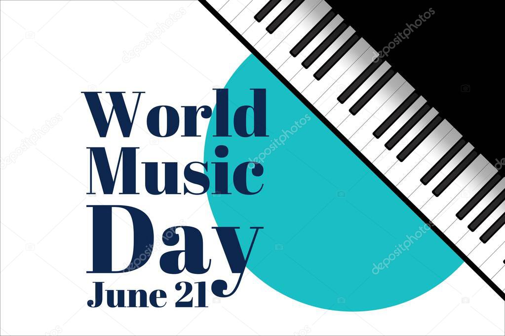 World Music Day. June 21. Holiday concept. Template for background, banner, card, poster with text inscription. Vector EPS10 illustration.