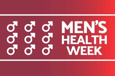Erkek Sağlığı Haftası. Tatil konsepti. Arkaplan, afiş, kart, yazılı poster şablonu. Vektör EPS10 illüstrasyonu.