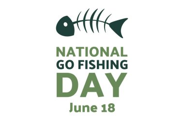 Ulusal Balıkçılık Günü. 18 Haziran. Tatil konsepti. Arkaplan, afiş, kart, yazılı poster şablonu. Vektör EPS10 illüstrasyonu.